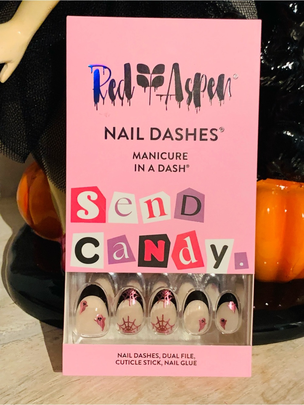 Red Aspen Nail Dashes Press-On Nails — Pink Send Candy Design